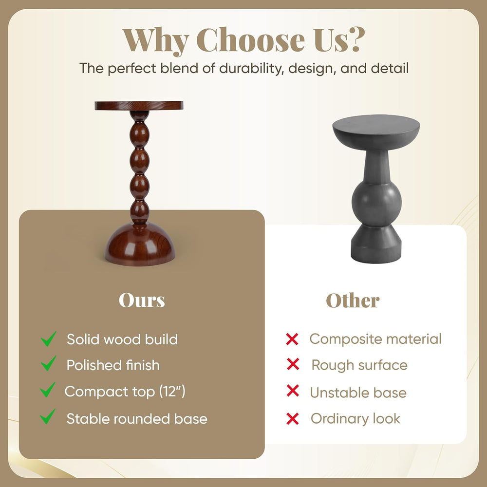 Wooden Side Table for Small Spaces, Drink Table, Mini Side Table, Little Tiny...