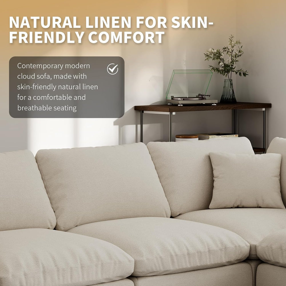 Modern Sectional Linen Couch for Living Room L-Shape Sofas,4 Seat Modular Clo...