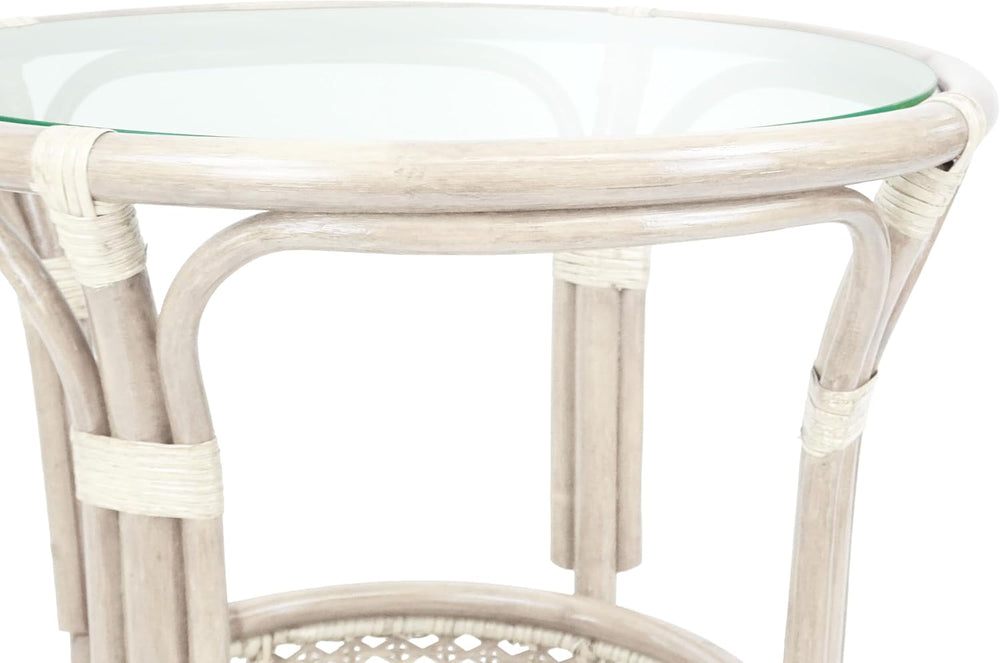 Malibu Living Set of 2 Chairs Natural Rattan Wicker Handmade with Cream Cushi...
