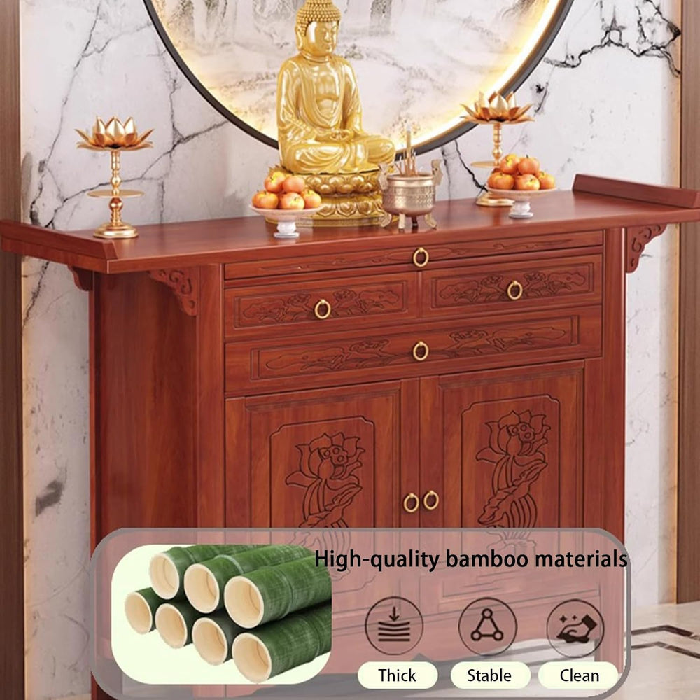 Large-Capacity Prayer Cabinet, Altar Table with Drawers, Solid Thickened Bamb...