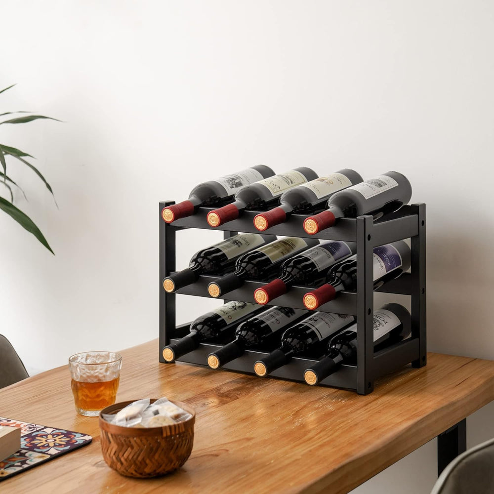 VASMIA Bamboo Wine Rack, Sturdy and Durable Wine Storage Cabinet Shelf, Wine ...
