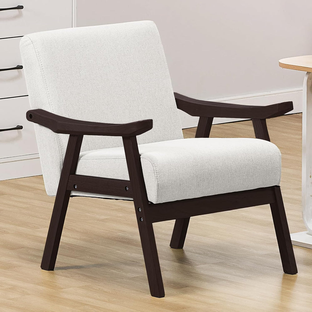 COMHOMA Accent Chair, Mid Century Modern Chair with Solid Wood Armrest, Comfy...