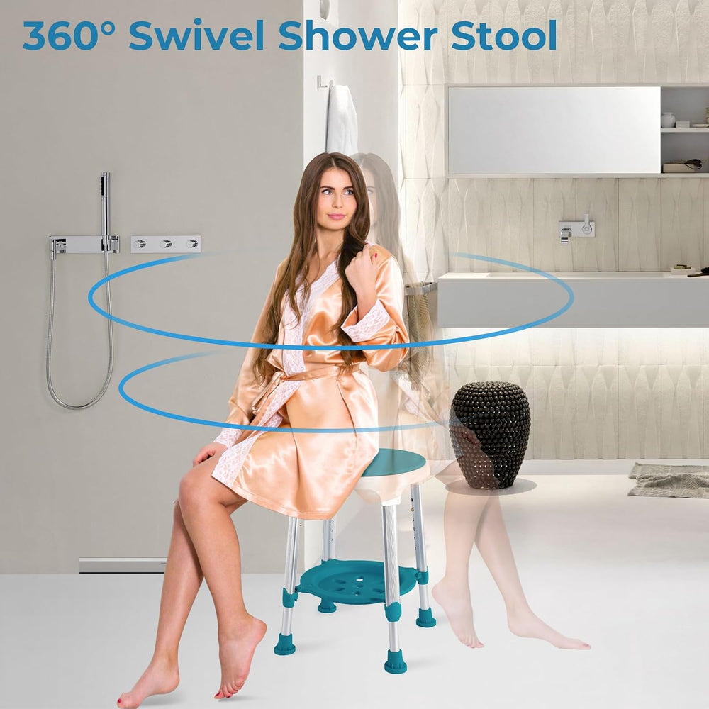 Shower Stool Chair for Inside Shower,360ยฐ Swivel,Green,300LBS