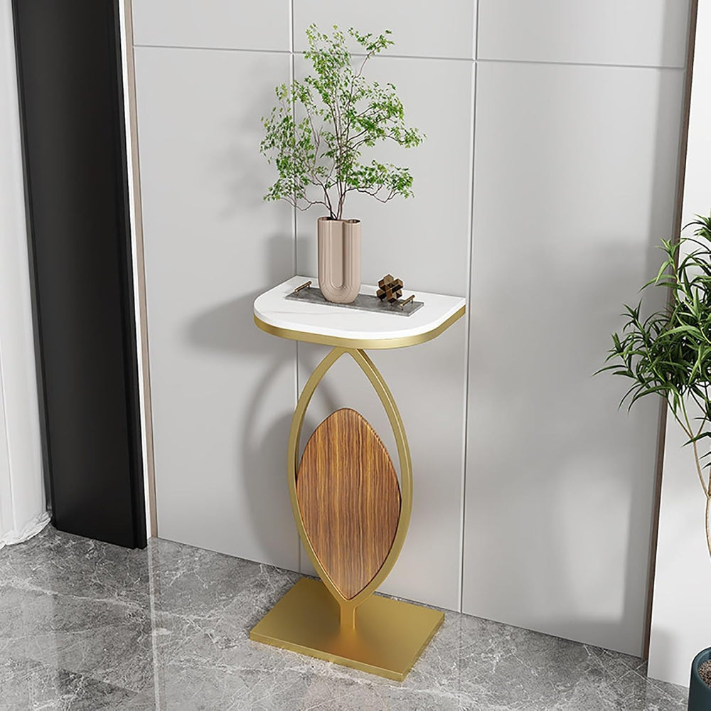 Modern Narrow Console Table Stone Slab Top and Metal Frame Decorative Table f...