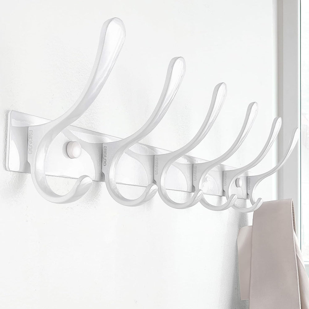 SKOLOO Heavy Duty Wall Mounted Coat Rack - 6 Hooks, Stainless Steel, Pack of ...