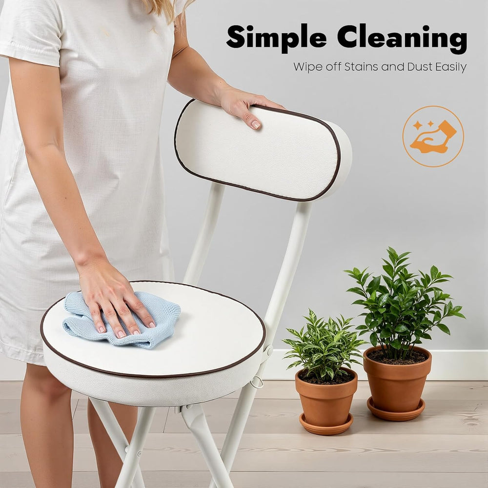 2PCS Folding Stool Cushioned Padded Folding Stool with 275.6lbs Capacity Fold...