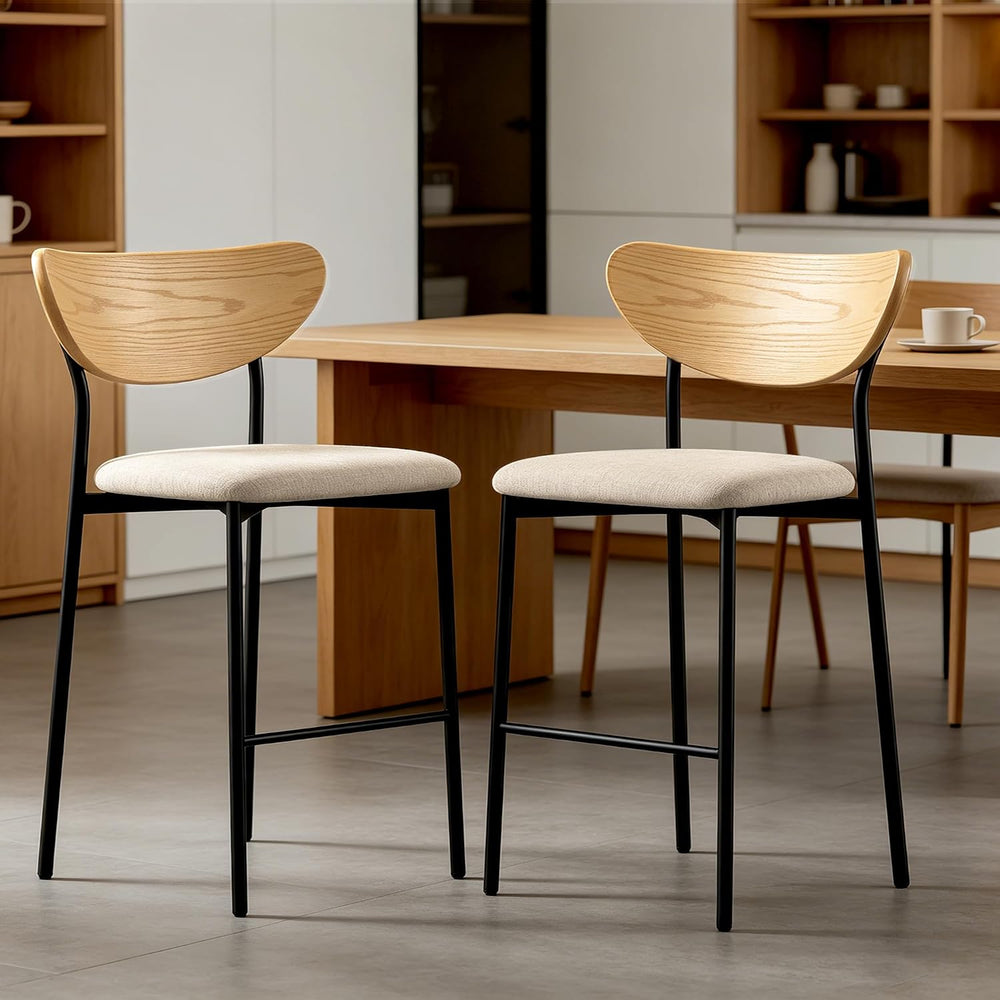 Beige Dining Chairs Set of 2, Upholstered Modern Kitchen Chairs Dining Room C...