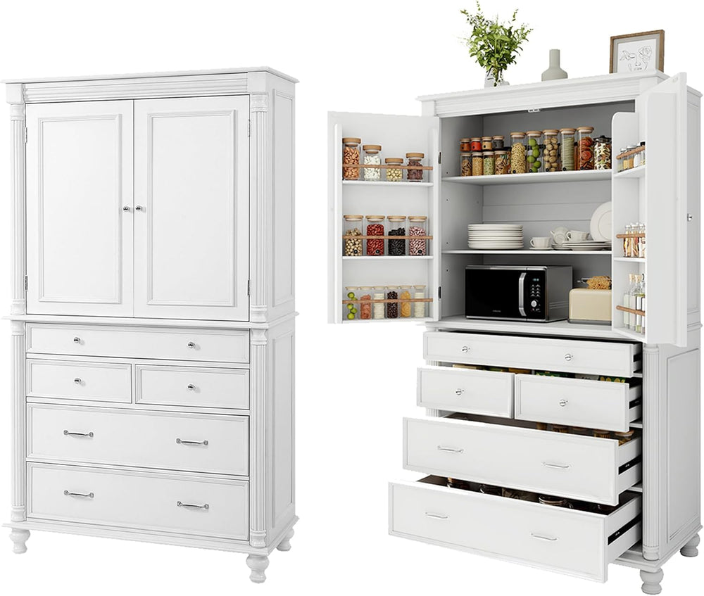 Merax 77" Tall Large Kitchen Pantry Storage Cabinet with 2 Doors & 2...