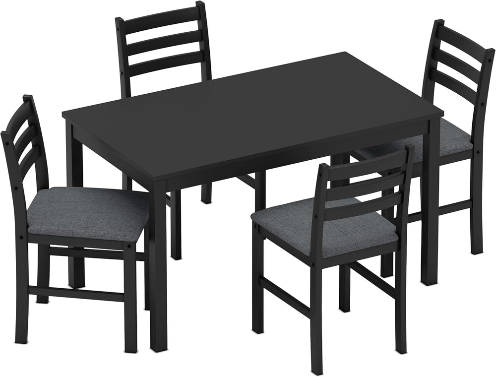 WiberWi Dining Table Set for 4, Solid Wood Kitchen Table and Chairs Set of 4,...