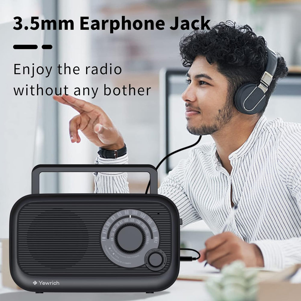 AM FM Radio with Bluetooth AC/DC Power with 3.5mm Headphone Jack