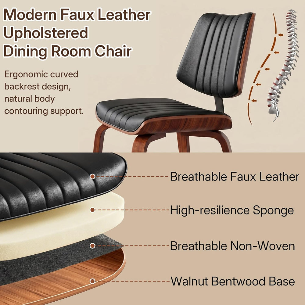 Mid Century Modern Dining Chairs Set of 4, Farmhouse Faux Leather Upholstered...