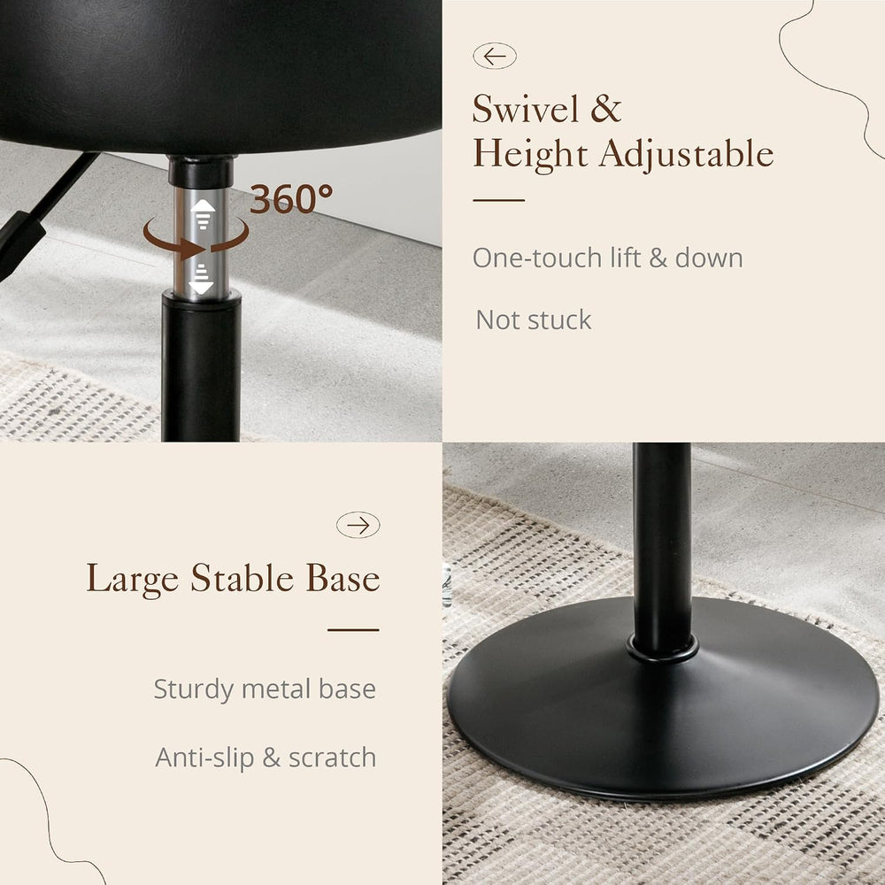 LUE BONA Adjustable Vanity Stool 15.8"-20.7", 360° Swivel Faux Leat...