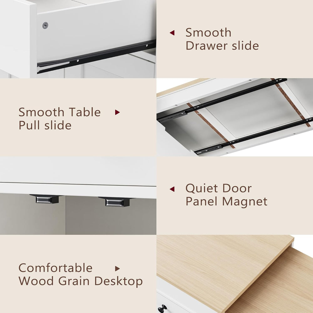 74.5" Kitchen Island with Extendable Table, Rolling Kitchen Island | Sea...