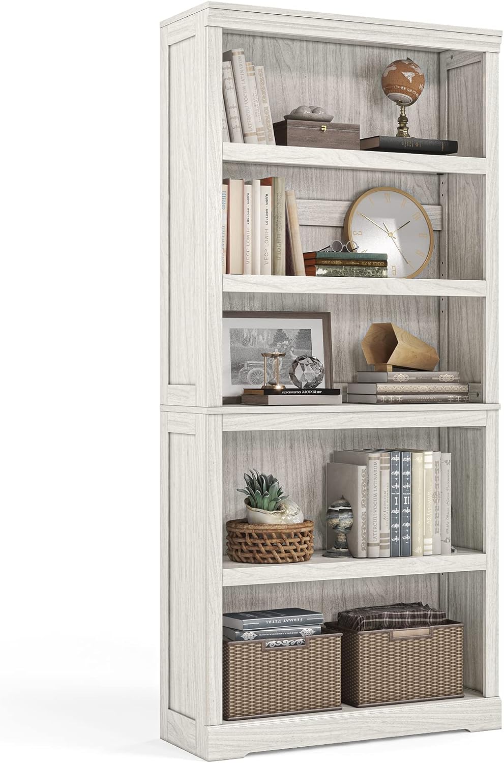 LINSY HOME 5-Shelf Bookcase, Bookshelves Floor Standing Storage Shelves 68 in...