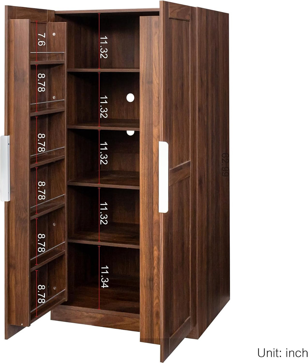 62.99Inch Modern Kitchen Pantry Cabinet,Freestanding Hutch Cabinet with Doors...