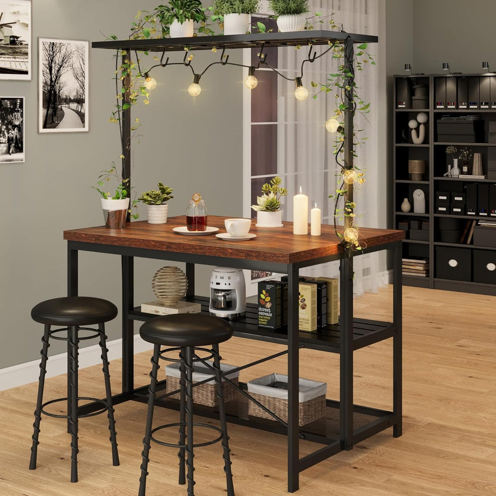IDEALHOUSE 42" Kitchen Island with Storage & Seating - 3-Tier Bakers...