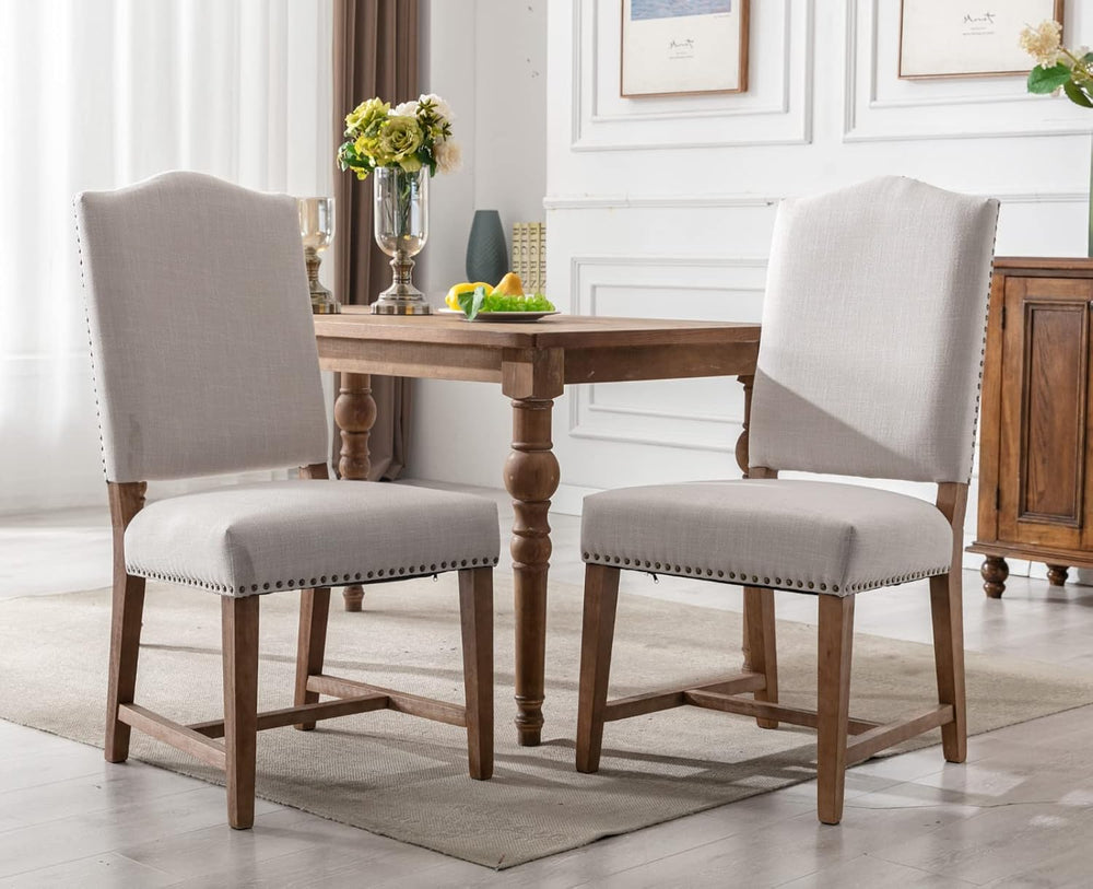 Shunzhi Farmhouse Upholstered Dining Chairs Set of 2 Mid Century Modern Dinin...