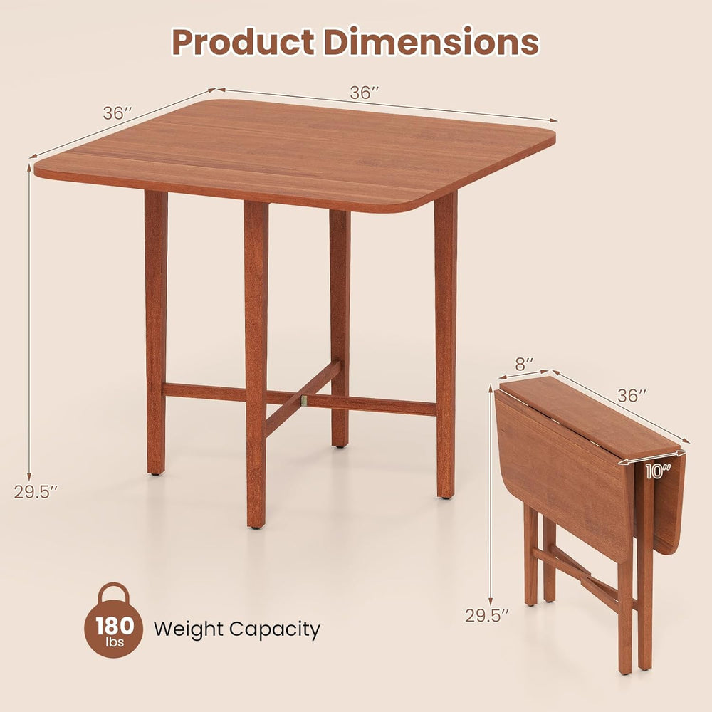 GOFLAME Square Drop Leaf Dining Table for 2-4 People, Folding Kitchen Table w...