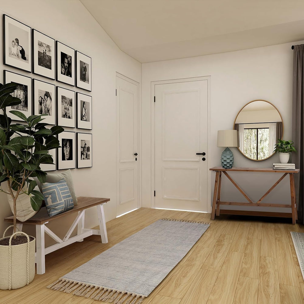 Wnutrees 43" Farmhouse Solid Wood Bench, Narrow Long Seat, White | Entry...