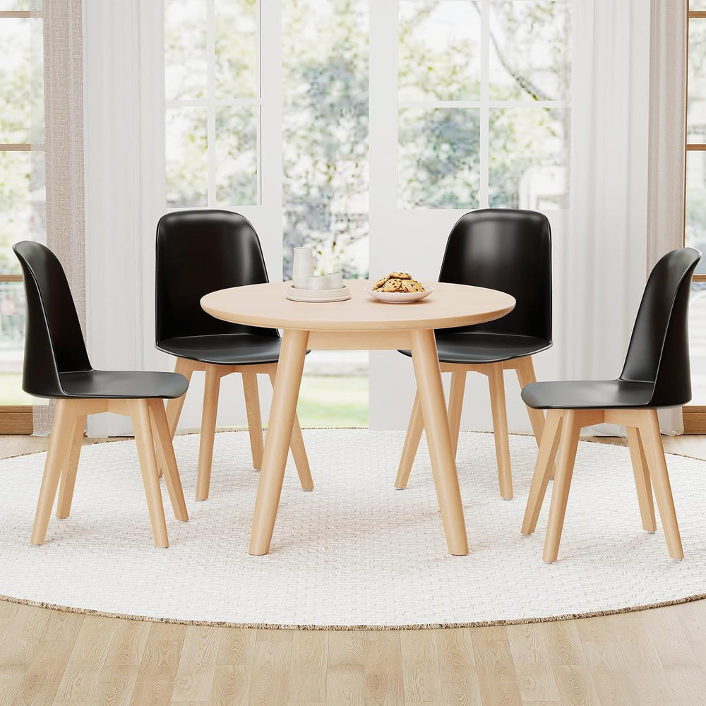 Giantex Modern Dining Chairs Set of 2, Black Armless Kitchen Chair w/Solid Be...