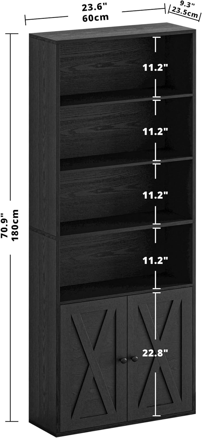 IRONCK Industrial Bookshelves and Bookcases with Doors Floor Standing 6 Shelf...