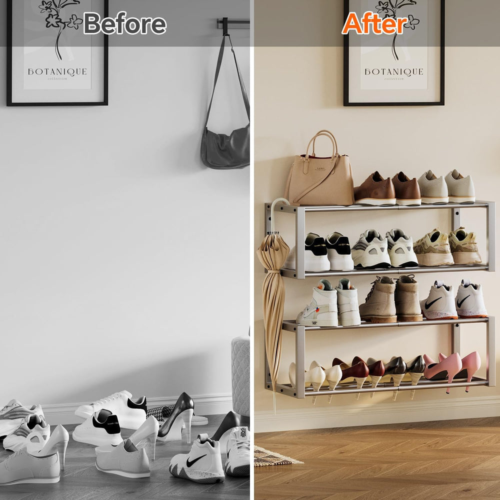 Homeiju Hanging Shoe Organizer,2 Pack Wall Mounted Shoe Rack Holds 12 Pairs,S...