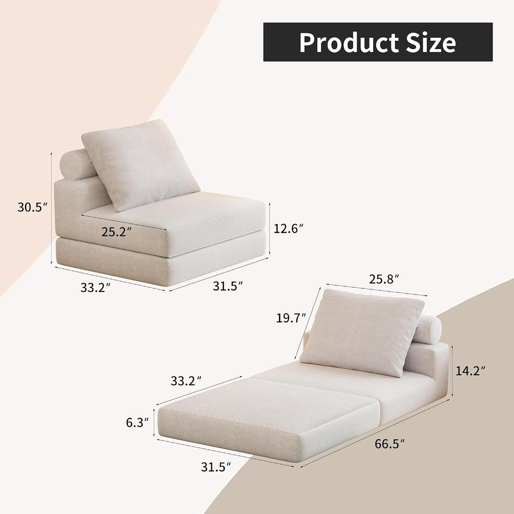 Folding Sofa Bed, 3-in-1 Convertible Sleeper Chair Bed with Pillows, Foldable...