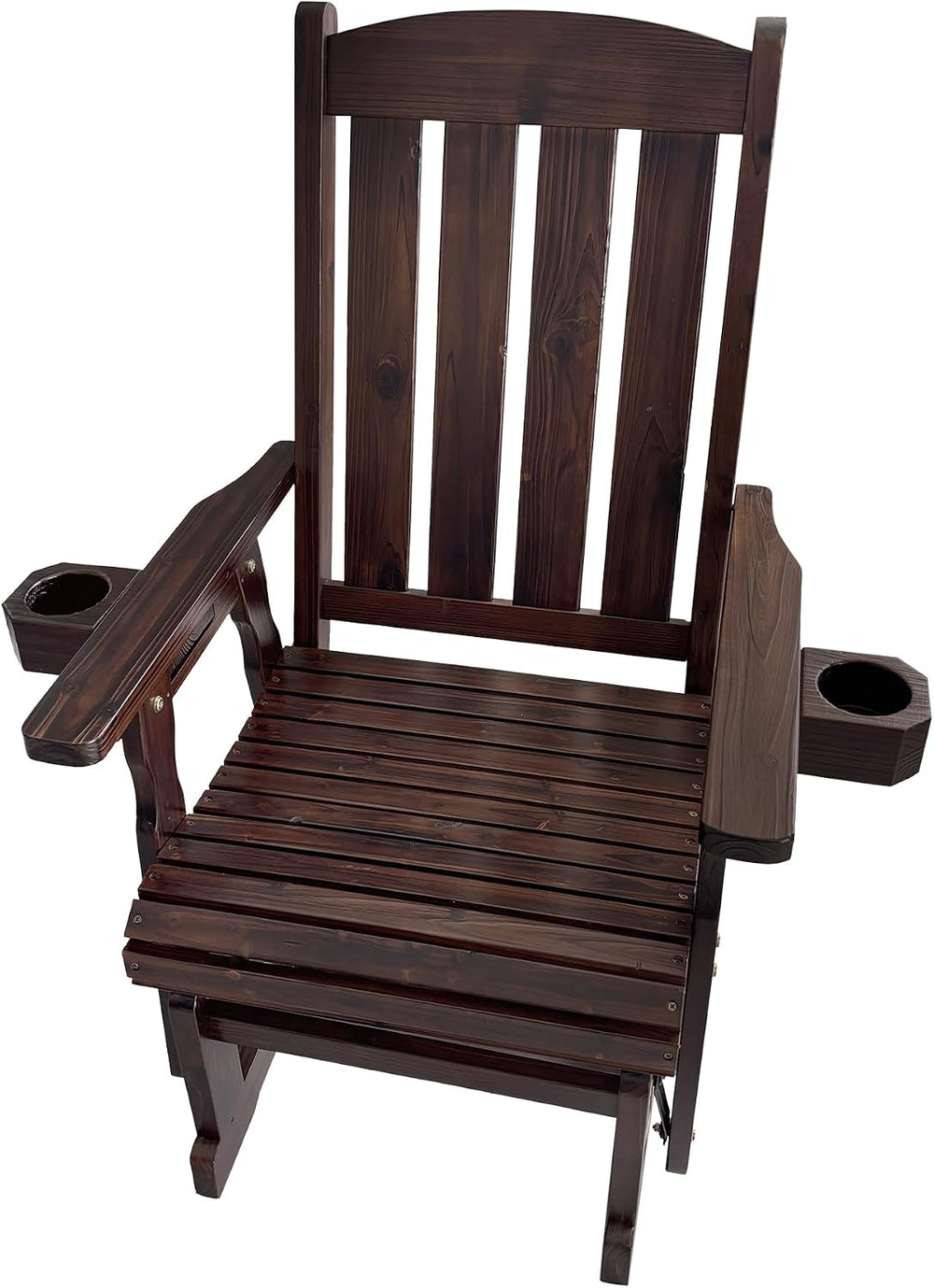 Fortune Candy Wooden Patio Glider for One Person, with High Back and Deep Con...
