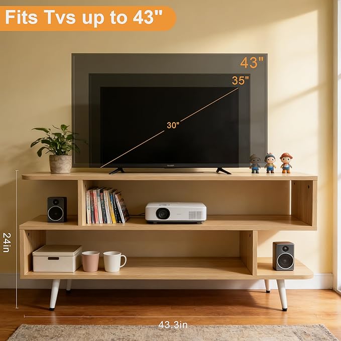Lightdot TV Stand for TVs up to 45'', Modern Entertainment Center wit...
