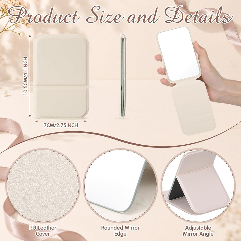 Unittype 48 Pcs Teen Girl Party Favor Set-Mirror Clip Scrunchies, Beige