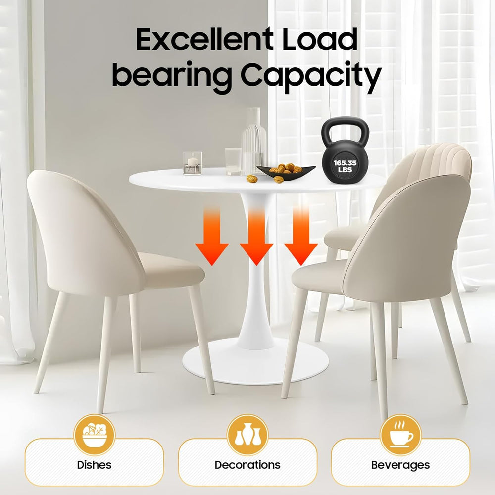 31.5 Inch Round Dining Table for 3 Person, Modern Minimalist Space-Saving Cir...