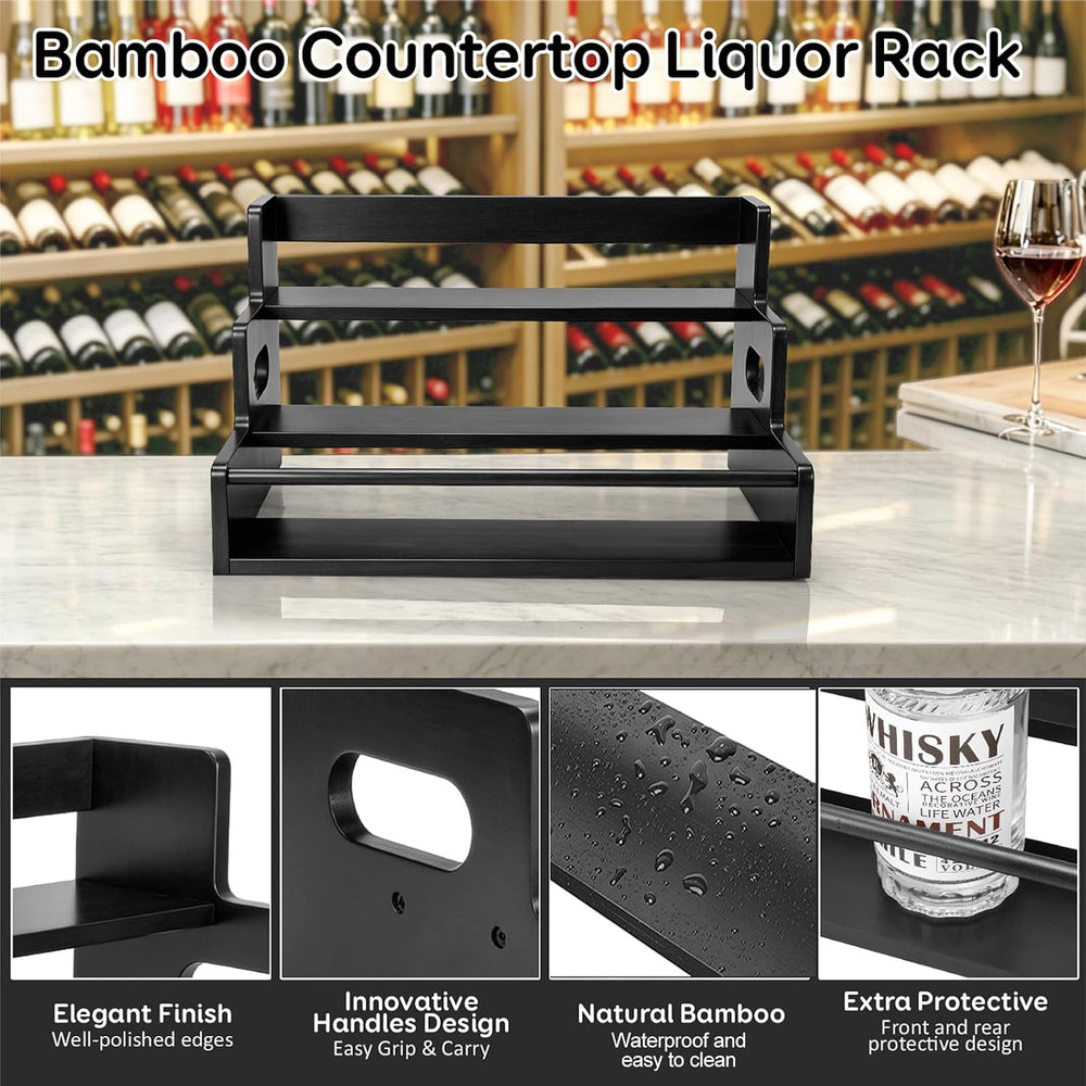 Liquor Bottle Display Shelf, 3 Step Countertop Liquor Wine Rack | Coffee Syru...