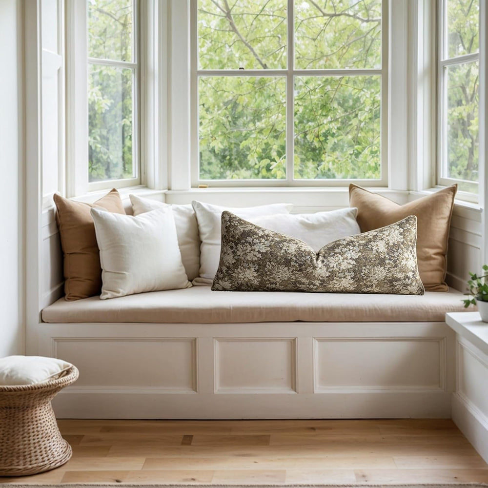 DEZENE Pack of 1 Vintage Floral Lumbar Pillow Covers 14x36 Boho Farmhouse Acc...