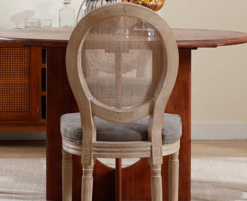 chairus Farmhouse Rattan Dining Chairs Set of 2, Leather French Country Chair...