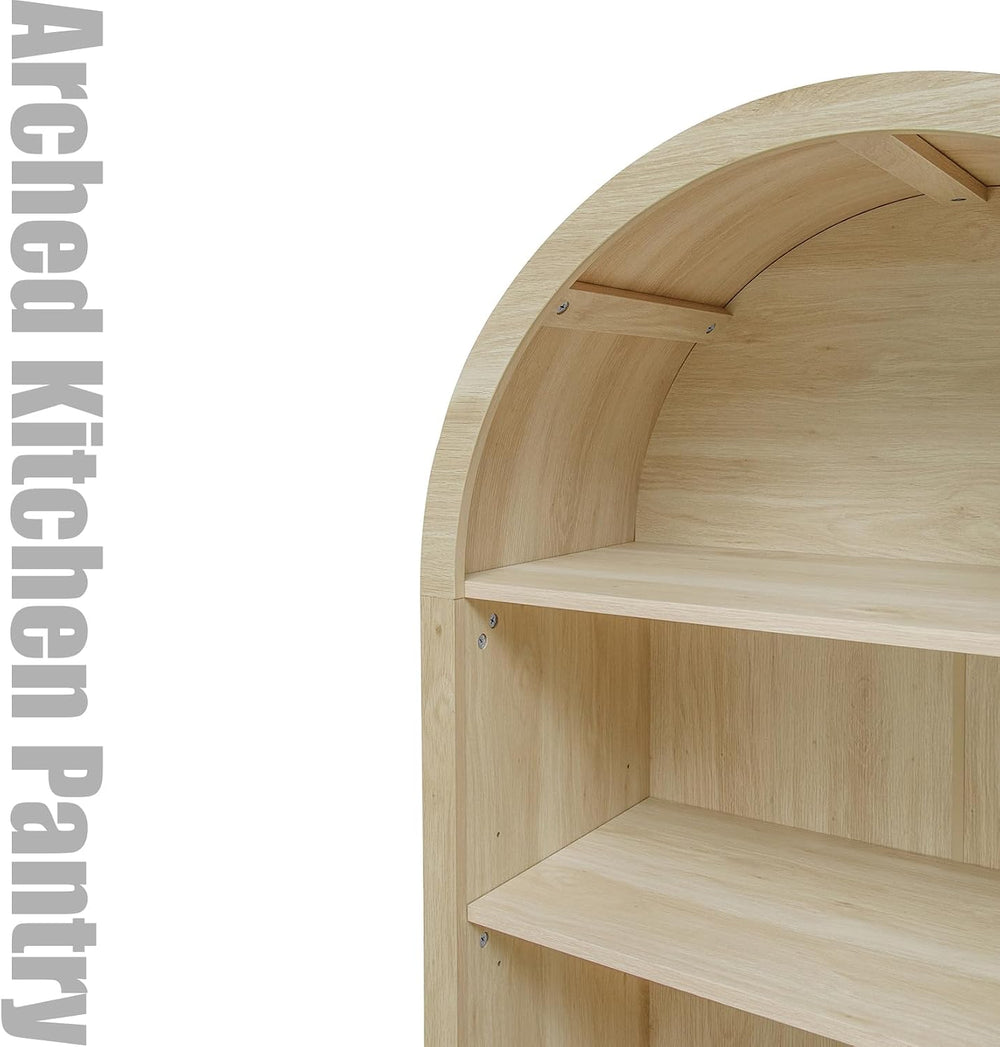 Arched Kitchen Pantry Storage Cabinet w/Adjustable Shelves, 2 Doors, 70.2&quo...