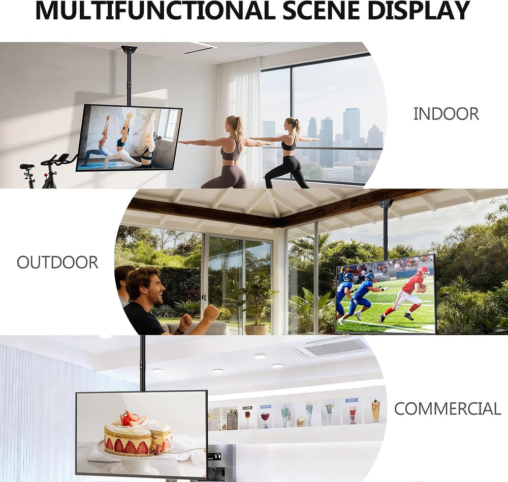 WALI Heavy Duty Ceiling TV Mount for 37-90 inch Large TVs, up to 220 lbs | Ha...