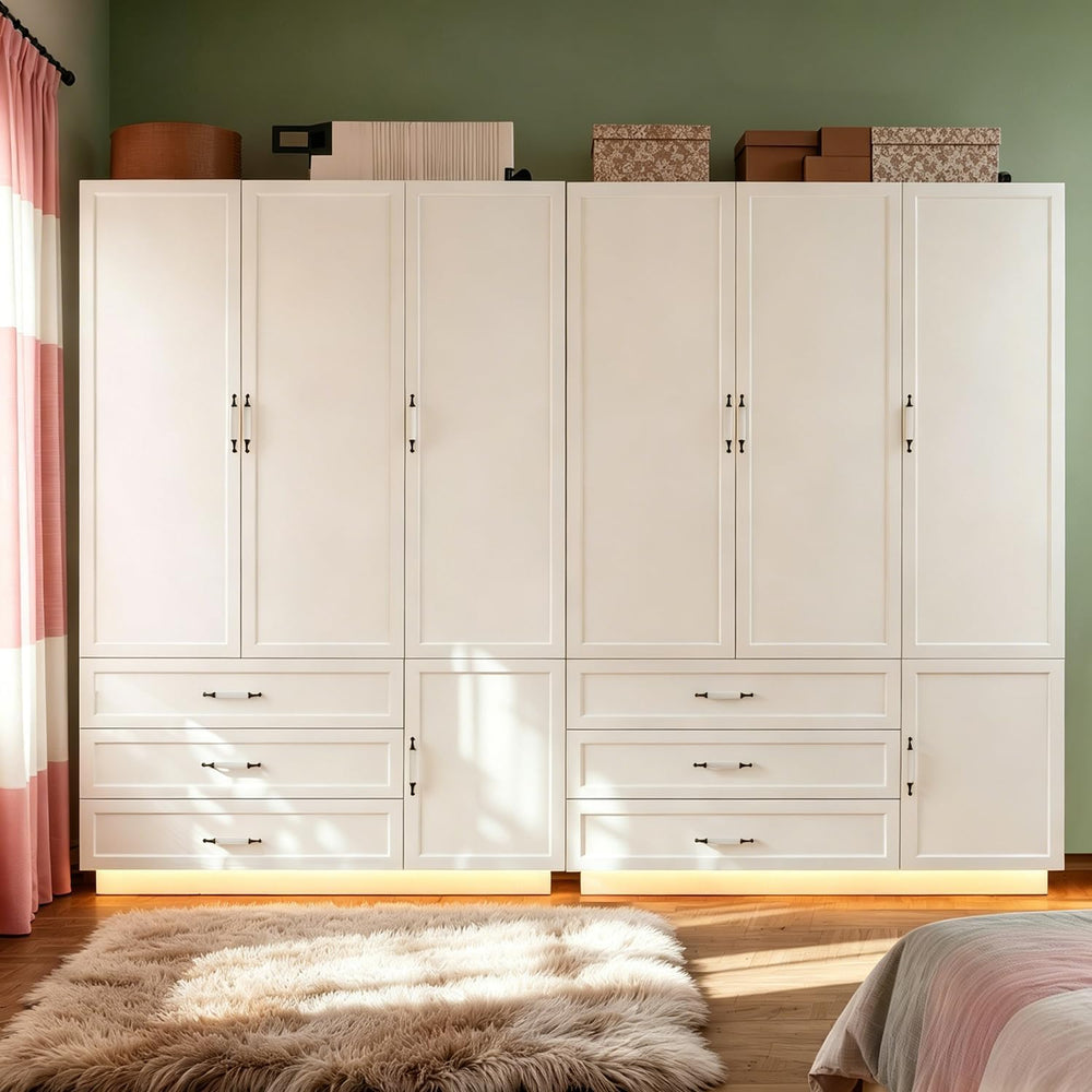 72" Wooden Armoire Wardrobe Closet with 3 Door White Bedroom Armoire wit...