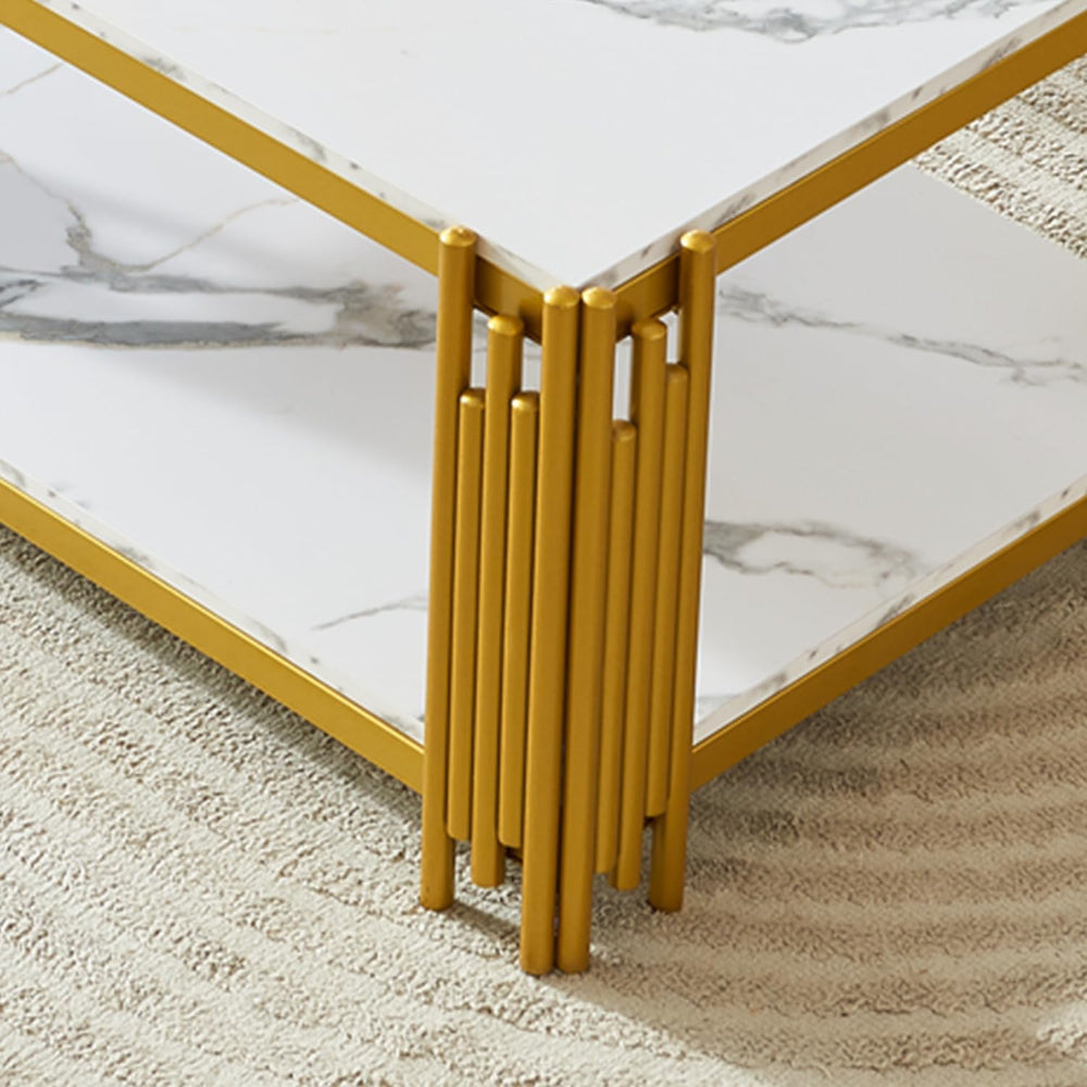 3 Piece Living Room Table Set, Faux Marble Coffee Table, Console Table and En...
