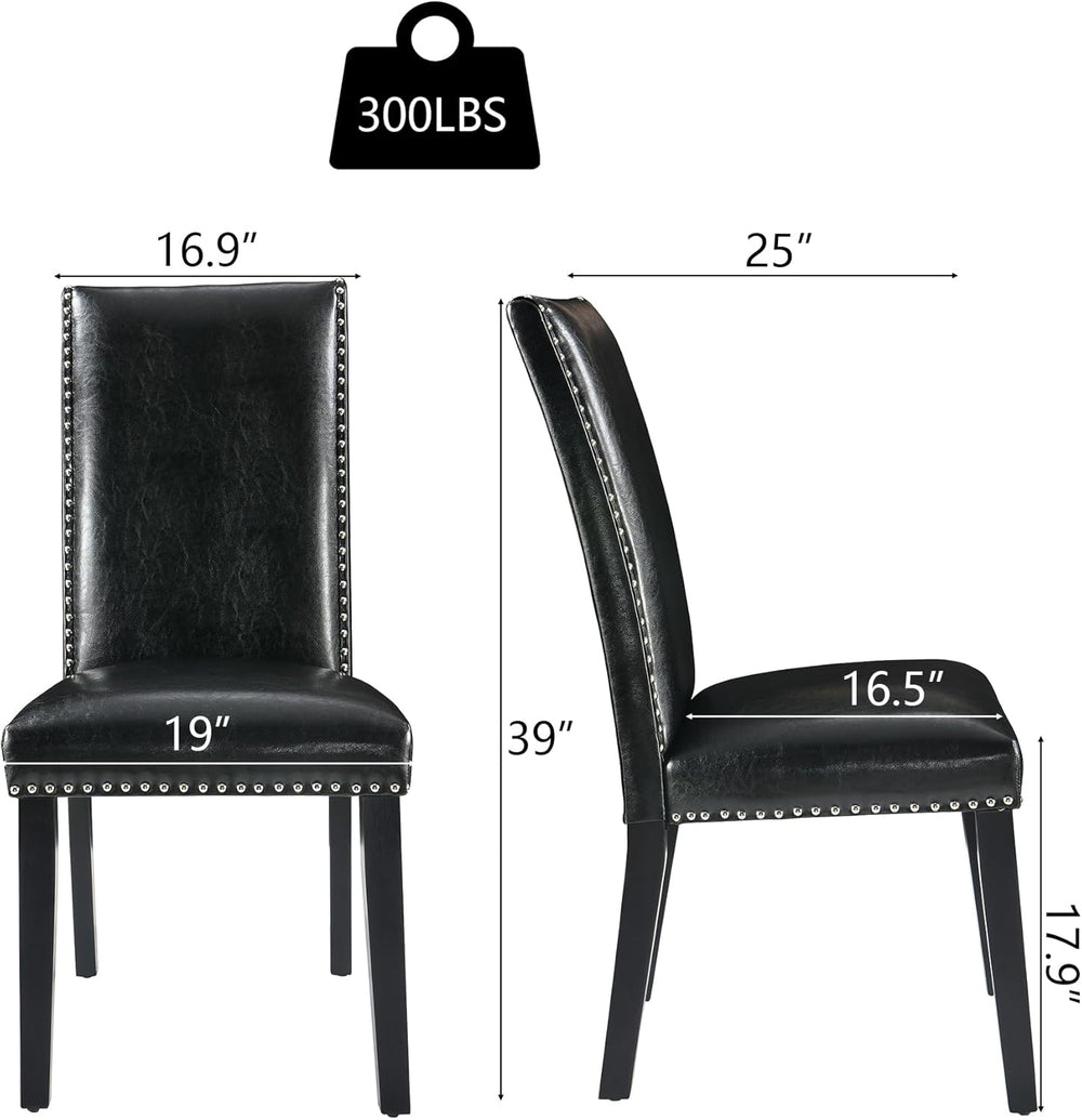 LEEMTORIG Set of 4 Upholstered Parsons Dining Chairs, Faux Leather Dining Roo...