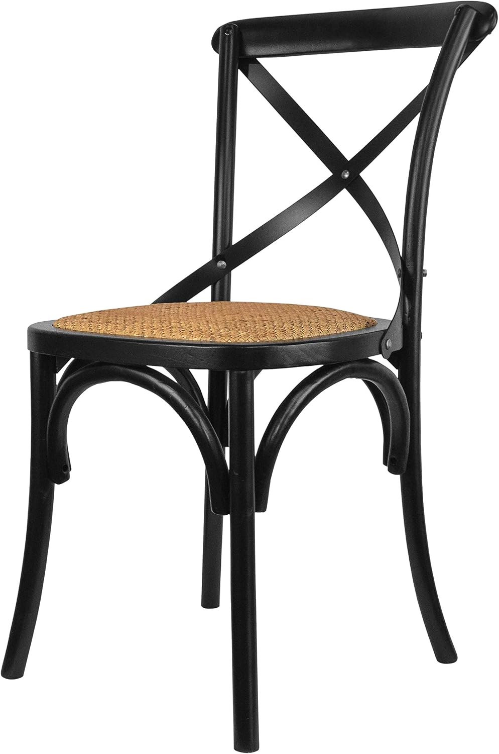 2xhome Wooden X Back Dining Chair | Woven Rattan Seat with Metal Cross Back |...