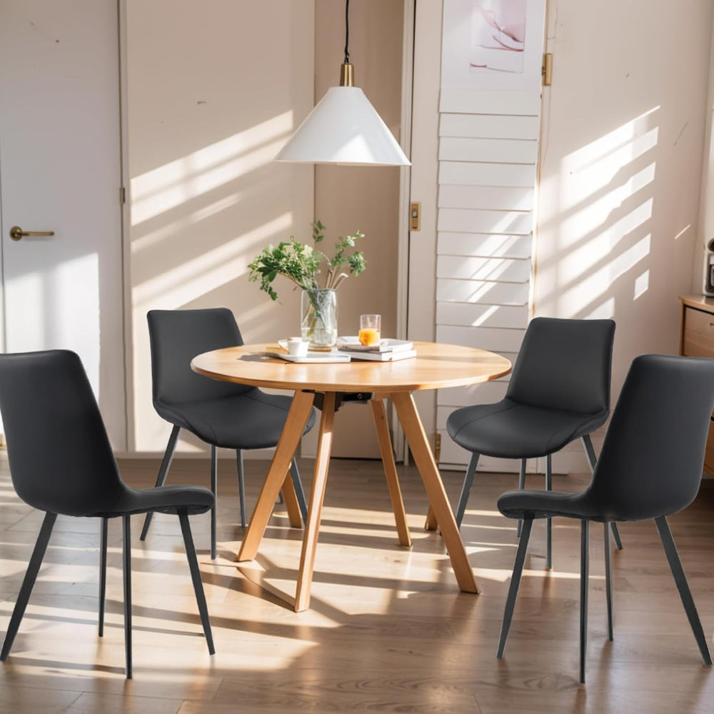 Dining Chairs, Modern PU Leather Dining Room Chair with Sturdy Metal Legs, Up...
