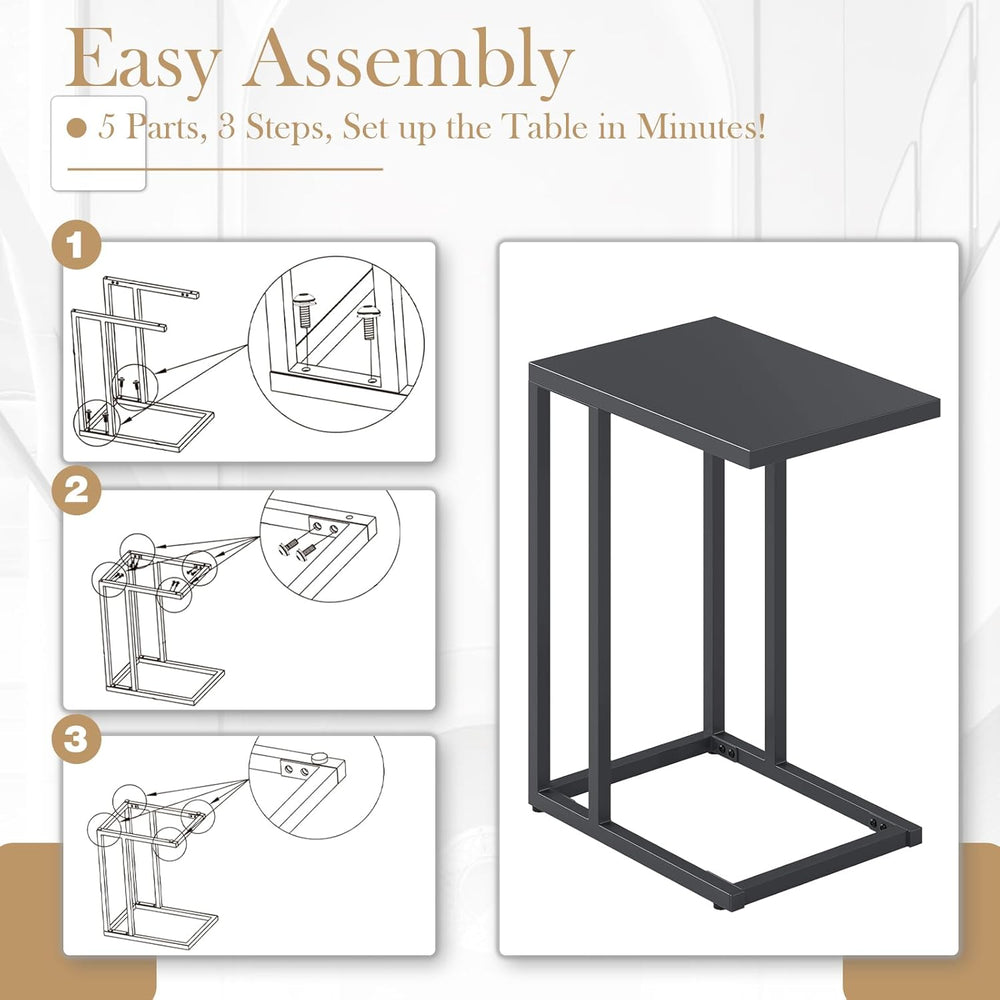 Tangkula C-Shaped End Table, Modern Small TV Tray with Metal Frame, Adjustabl...