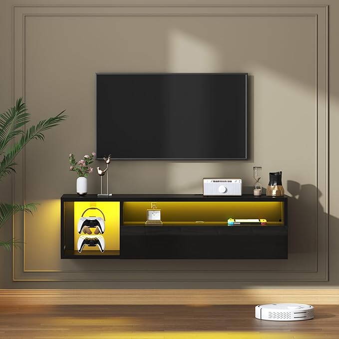 SogesHome 39'' Floating TV Stand with LED Lights, Wall Mounted Entert...