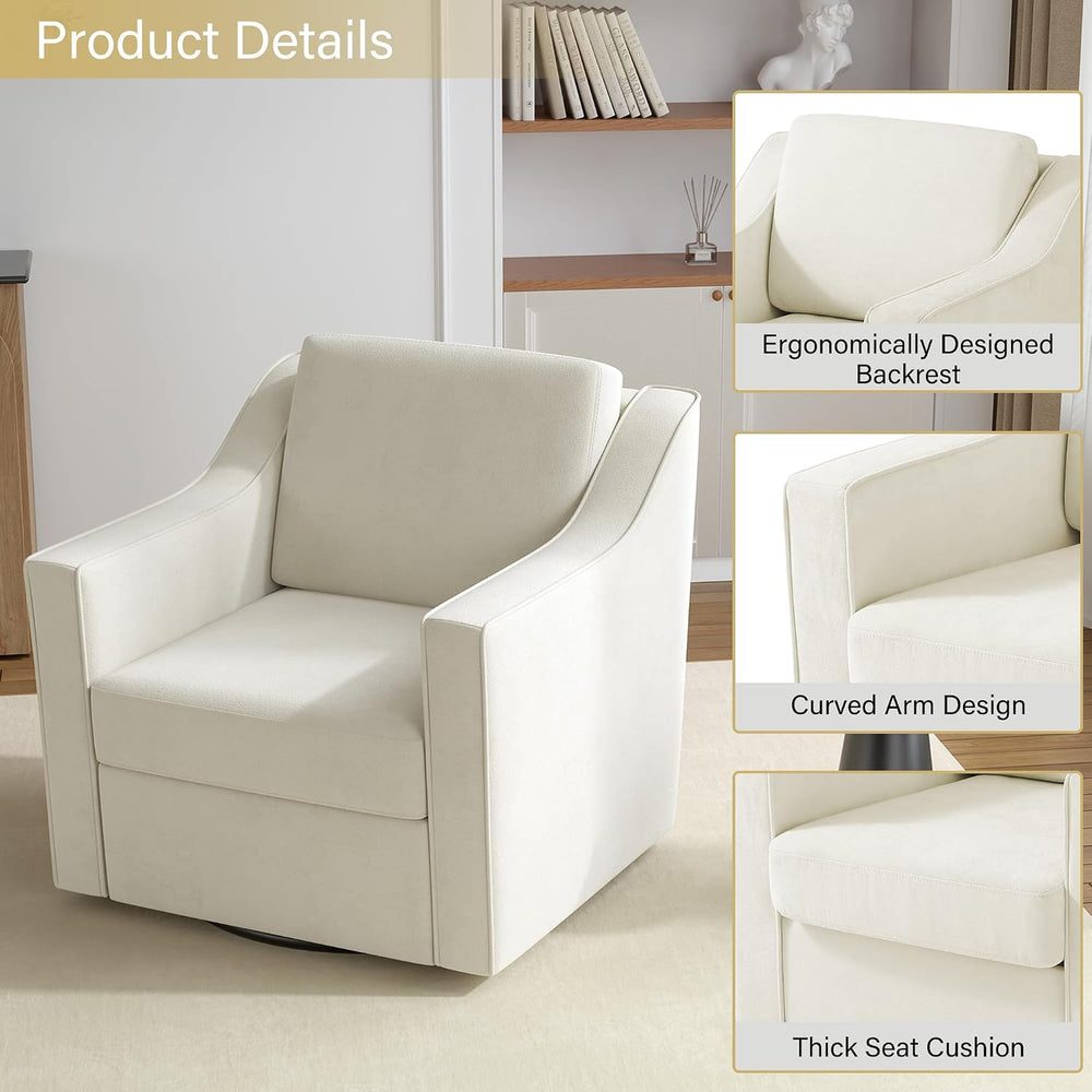 Swivel Accent Chairs Set of 2, 360° Swivel Armchairs with Deep Seat, Beige