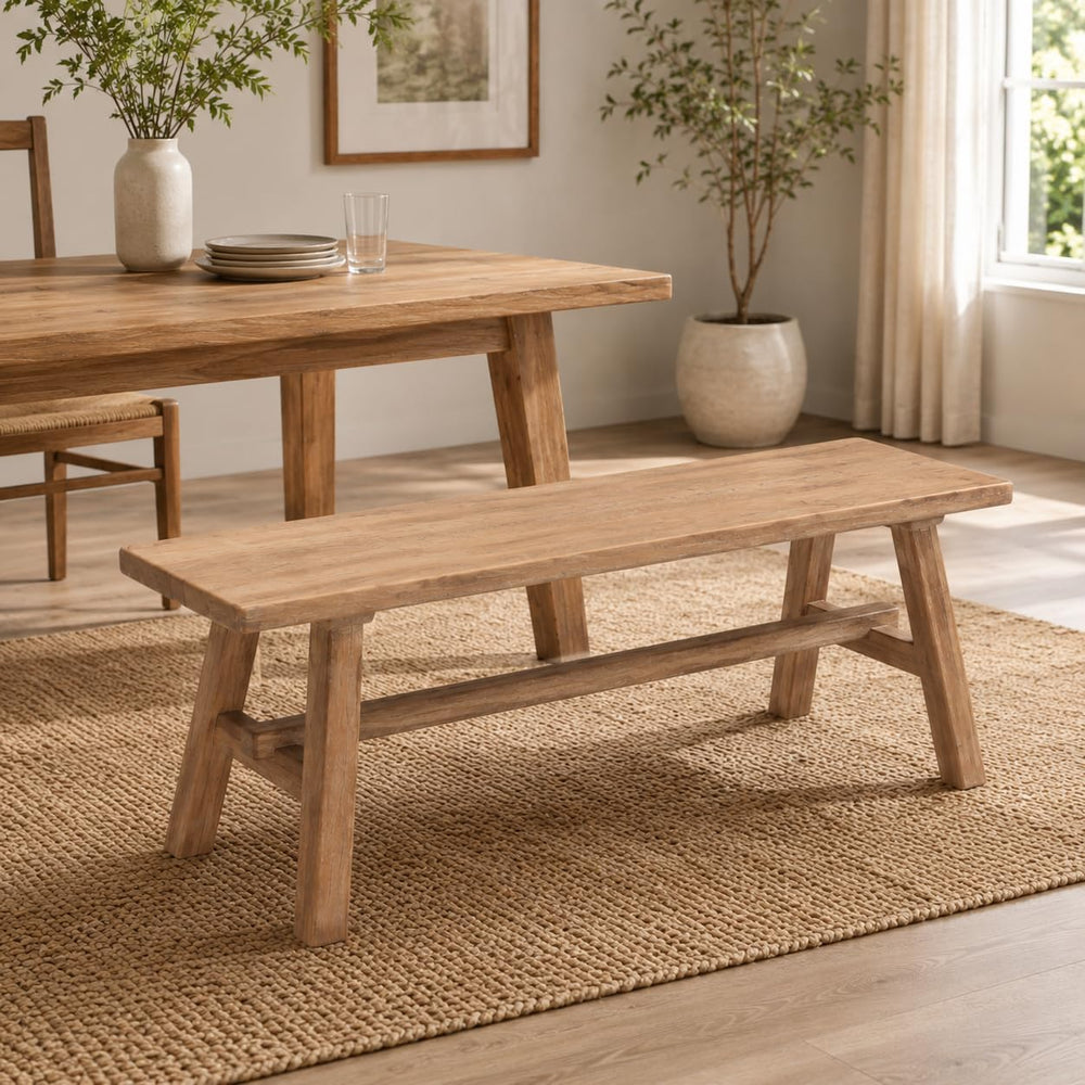 Solid Wood Bench, 39.4" Entryway Bench, Rustic Farmhouse Wooden Bench In...