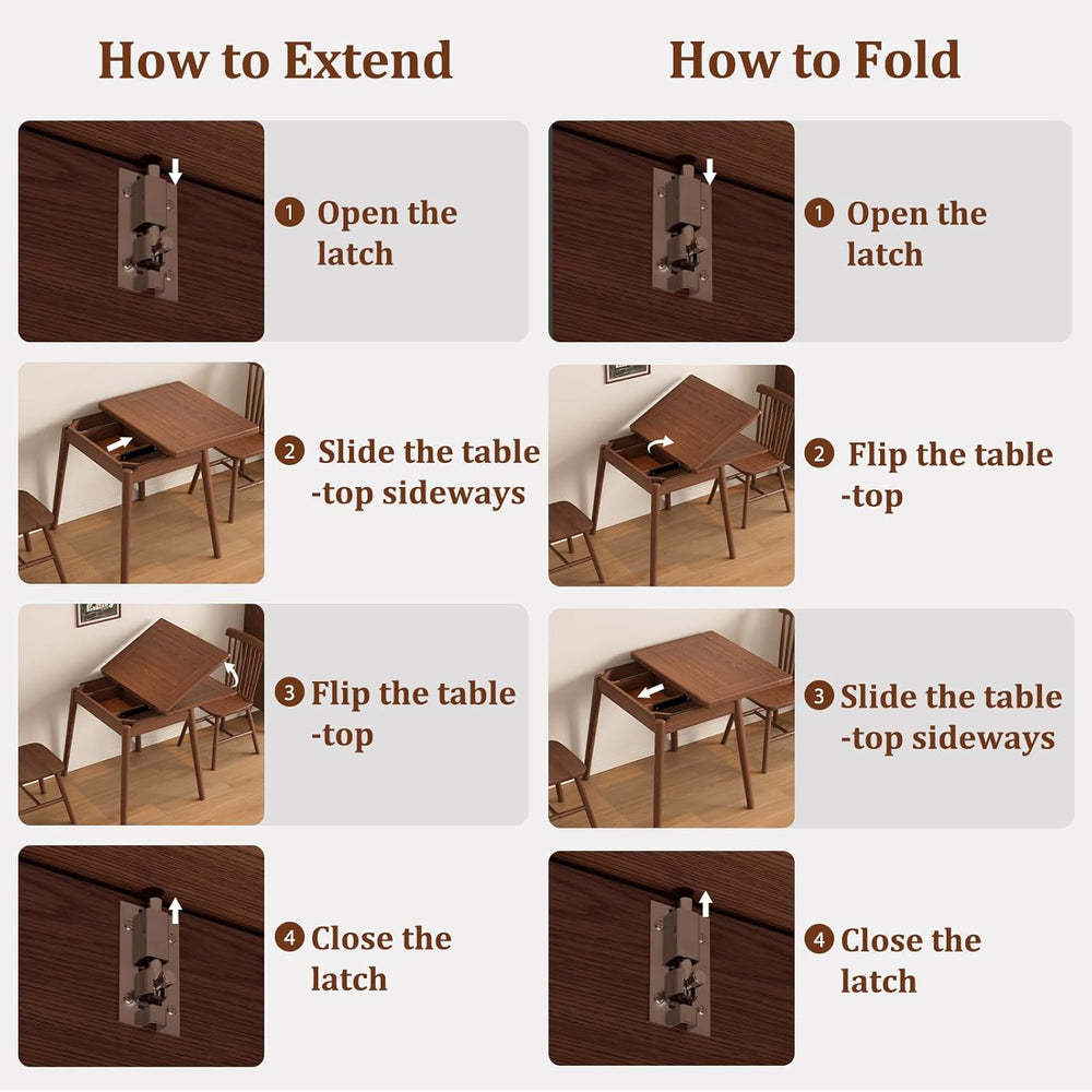 Solid Wood Small Dining Table for 2-6, 23.6"L-47.2"L Expandable Kit...