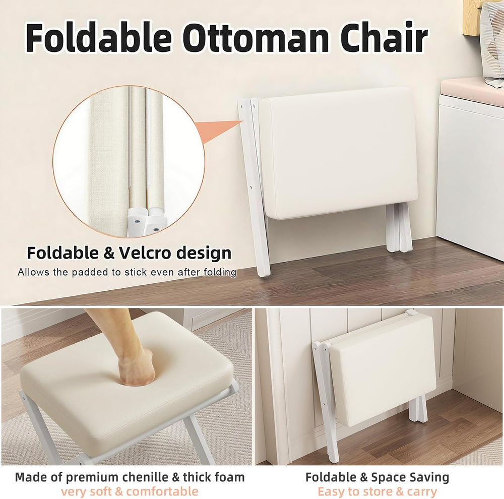 BAMBOOHOMIE Foldable Foot Stool Ottoman, Modern Foot Rest with Bamboo X Legs ...