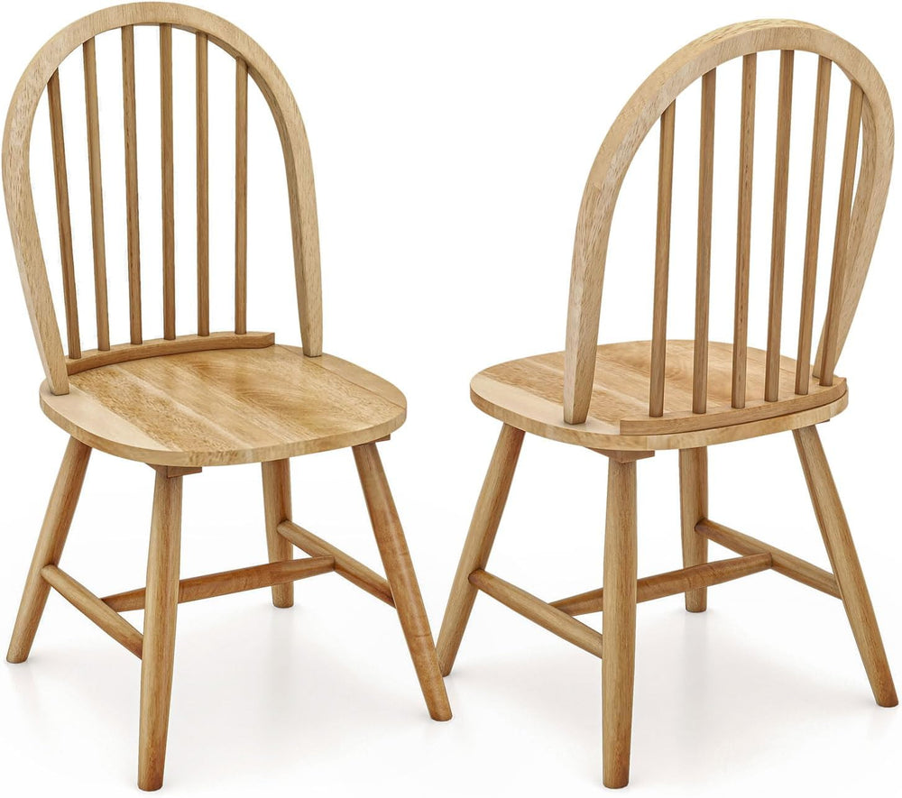 18" Oak Dining Chairs Set of 2, Wood Windsor Chair with Spindle Back for...