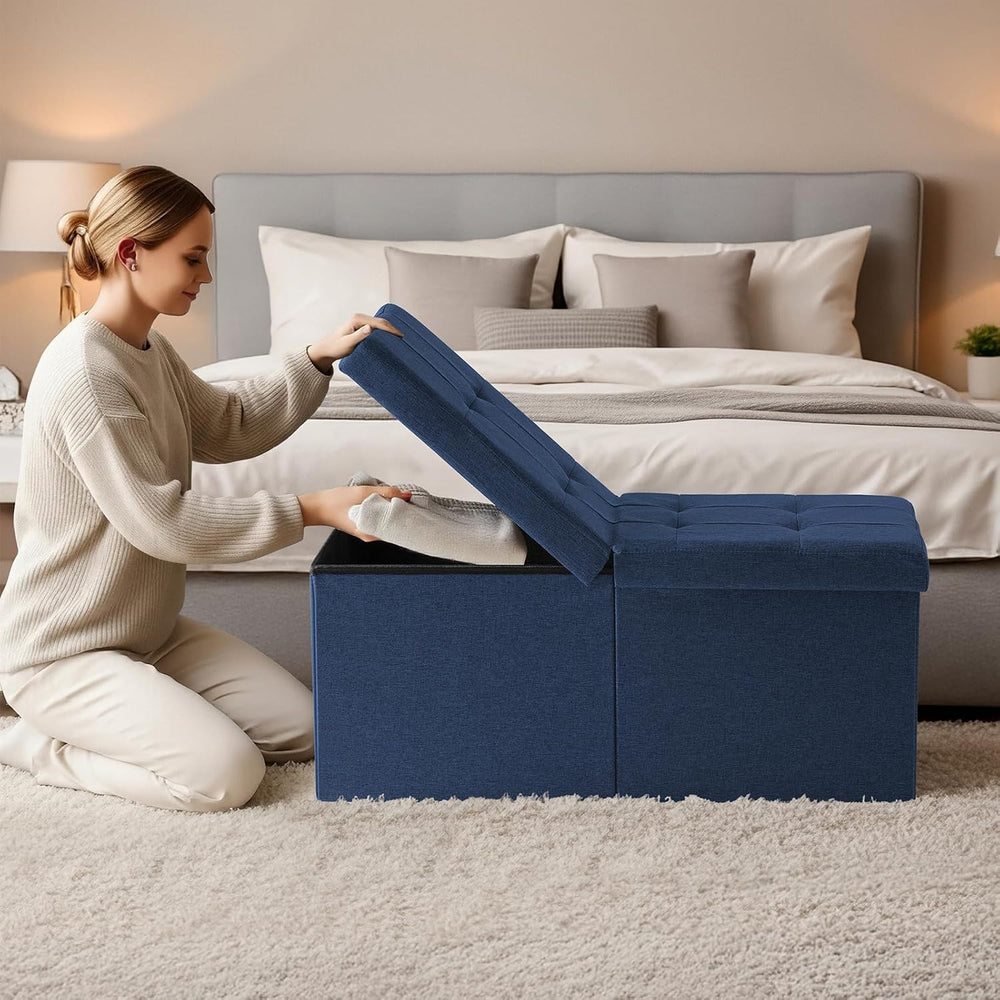 30-INCH Ottoman with Storage, Footrest Storage Bench, End of Bed Bench Coffee...