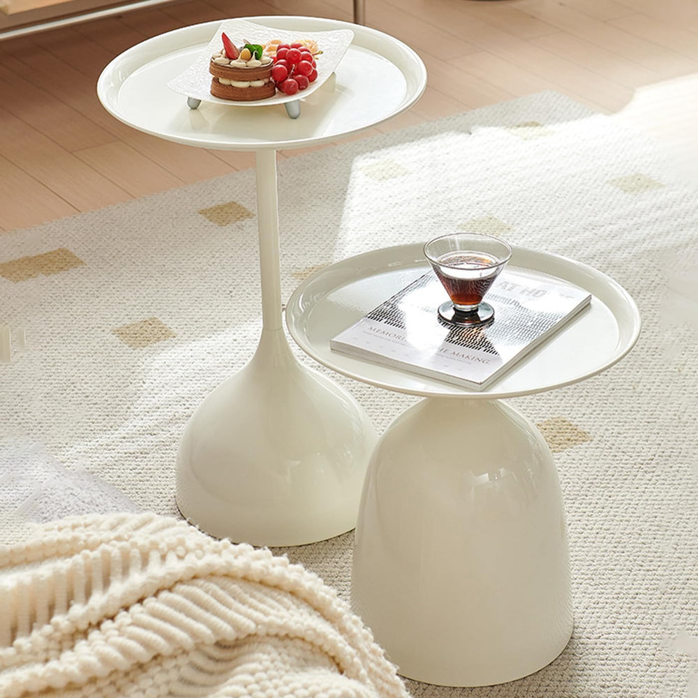 Gdrasuya10 Round Neating Tables Set of 2, White Side Table End Table Metal Ne...